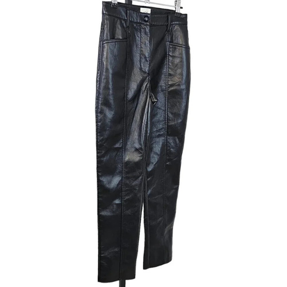Aritzia Wilfred Rebel Pant Size 2 High Rise Vegan Leather  Straight Leg Black - Picture 7 of 10